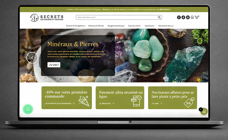 Boutique en ligne e-commerce - Secrets des Encens et Parfums